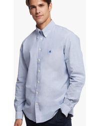 Brooks Brothers Camisa de sport non-iron corte slim Milano, Oxford elástico, cuello button-down - Azul