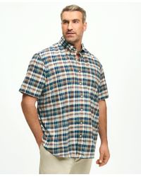 Brooks Brothers - Big & Tall Washed Cotton Madras Short Sleeve Button-down Collar Sport Shirt - Lyst