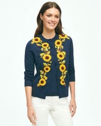 Brooks Brothers - Sunflower Embroidered Cardigan In Supima Cotton Sweater - Lyst