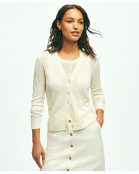 Brooks Brothers - Cable Knit Cardigan In Linen Sweater - Lyst