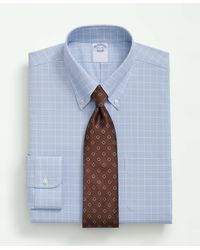 Brooks Brothers - Stretch Supima Cotton Non-iron Poplin Polo Button Down Collar, Ground Windowpane Dress Shirt - Lyst