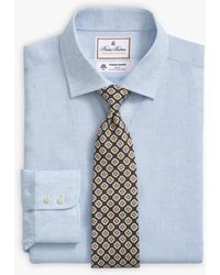 Brooks Brothers - Camisa De Vestir X Thomas Mason Azul Claro De Corte Slim En Lino Con Cuello Inglés Abierto - Lyst
