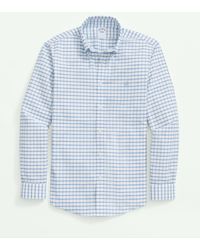 Brooks Brothers - Stretch Cotton Non-iron Oxford Polo Button Down Collar, Windowpane Shirt - Lyst