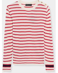 Brooks Brothers - Striped Crewneck Sweater With Logo Buttons - Lyst