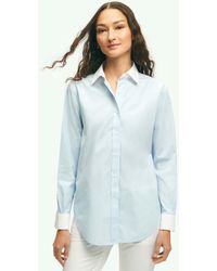 Brooks Brothers - Relaxed Fit Non-iron Stretch Supima Cotton Shirt With White Collar & Cuffs - Lyst