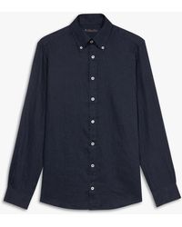 Brooks Brothers - Navy Linen Button Down Casual Shirt - Lyst