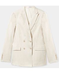 Brooks Brothers - Pinstripe Linen Blend Double-Breasted Blazer - Lyst
