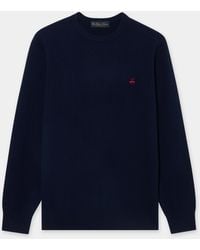 Brooks Brothers - Lambswool Crewneck Sweater With Logo - Lyst