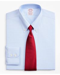 Brooks Brothers - Stretch Soho Extra-slim-fit Dress Shirt, Non-iron Royal Oxford Button-down Collar Glen Plaid - Lyst