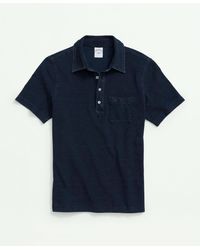 Brooks Brothers - Vintage Pique Indigo Short-sleeve Polo Shirt - Lyst
