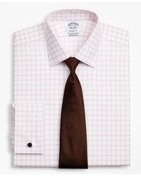 Brooks Brothers - Stretch Milano Slim-fit Dress Shirt, Non-iron Twill Ainsley Collar French Cuff Grid Check - Lyst