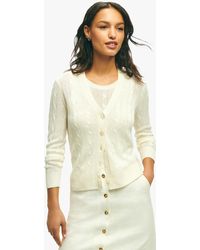 Brooks Brothers - White Linen Cable Knit Cardigan - Lyst