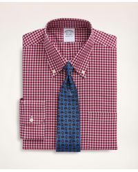 Brooks Brothers - Stretch Milano Slim-fit Dress Shirt, Non-iron Pinpoint Oxford Button Down Collar Gingham - Lyst