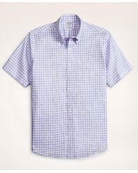 Brooks Brothers - Stretch Regent Regular-fit Dress Shirt, Non-iron Twill Short-sleeve Grid Check - Lyst