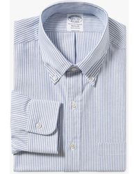Brooks Brothers - Blue Striped Regular Fit Us Oxford Cloth Dress Shirt With Button-down Collar - Lyst