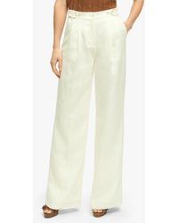 Brooks Brothers - White Pleated Wide-leg Linen Trousers - Lyst