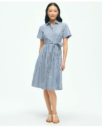 Brooks Brothers - Striped Belted Shirt Dress In Cotton - Lyst