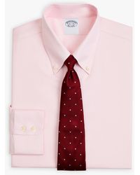 Brooks Brothers - Camicia Rosa Slim Fit Non-iron In Twill Di Cotone Supima Elasticizzato Con Collo Button-down - Lyst
