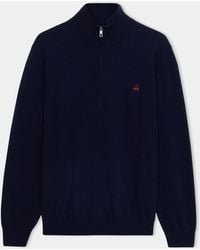 Brooks Brothers - Lambswool Half Zip Sweater With Logo - Lyst