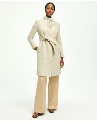 Brooks Brothers - Wool Blend Belted Funnel Neck Coat - Lyst