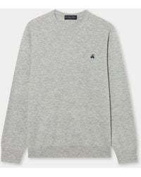 Brooks Brothers - Lambswool Crewneck Sweater With Logo - Lyst