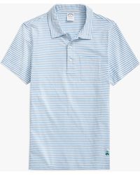 Brooks Brothers - Polo Blu E Bianca In Cotone Lavato Vintage A Righe Feeder - Lyst