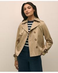 Brooks Brothers - Cropped Double-Breasted Supima Twill Trench Coat - Lyst