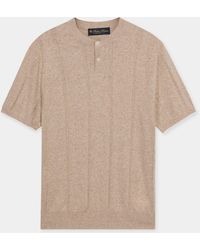 Brooks Brothers - Flat Rib Cotton-Linen Henley T-Shirt - Lyst