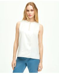 Brooks Brothers - Stretch Silk Sleeveless Contrast Blouse - Lyst