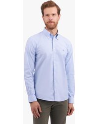 Brooks Brothers - Camisa De Algodón Elástico Azul Non-iron Corte Slim Con Cuello Button Down - Lyst