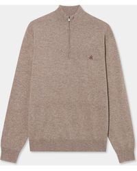 Brooks Brothers - Lambswool Half Zip Sweater With Logo - Lyst