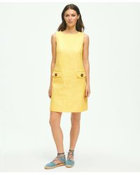Brooks Brothers - Crewneck Shift Dress In Basketwoven Cotton - Lyst