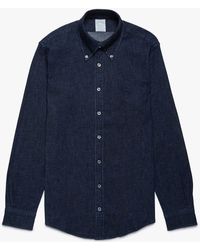 Brooks Brothers Camisa de sport corte slim Milano de denim y cuello button down - Azul