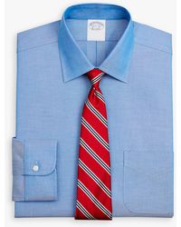 Brooks Brothers - Camisa De Vestir Azul Medio De Corte Clásico Non-iron En Algodón Supima Elástico Con Cuello Ainsley - Lyst