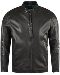 boss men's leather jacket sale