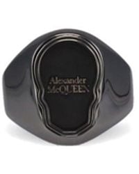 Alexander McQueen Silver Skull Ring - Metallic