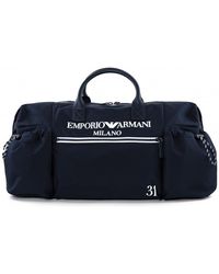Emporio Armani Milano 31 Print Weekend Bag - Blue