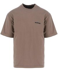 Balenciaga Taupe & Black Embroidered Vintage Jersey T-shirt - Brown