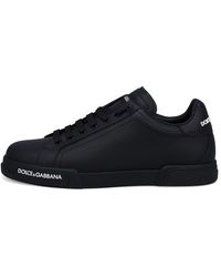Dolce & Gabbana Black Calfskin Nappa Portofino Sneakers