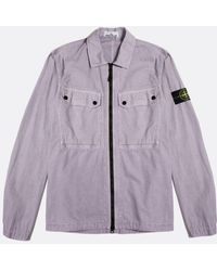 Stone Island - Lavender Regular Fit Garment Dyed Organic Cotton Overshirt - Lyst