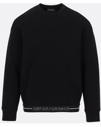 ARMANI Emporio Armani Sweatshirt Womens Small Black Full Zip Long Sleeve Casual Cotton 