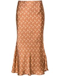 Marine Serre - Flou Moon-Print Satin Skirt - Lyst