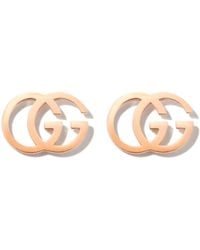 Gucci - 18k Rose Gold Double G Stud Earrings - Lyst
