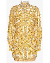 Zimmermann Zippy Balloon Sleeve Cotton Linen Mini Dress - Multicolour