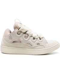 Lanvin - Neutral Curb Panelled Sneakers - Men's - Fabric/calf Leather/calf Leatherrubber - Lyst