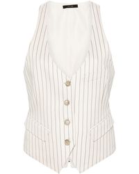 Tom Ford - Neutral V-neck Striped Vest - Women's - Wool/silk/polyester/cuprosilk - Lyst