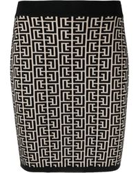 Balmain - Monogram Pattern Knitted Skirt - Lyst