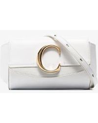 Chloé White C-ring Flap-top Leather Belt Bag