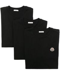 Moncler - Logo-appliqué Cotton T-shirts Set - Lyst