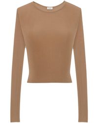 Saint Laurent - Brown Fine Knit Top - Women's - Viscose - Lyst